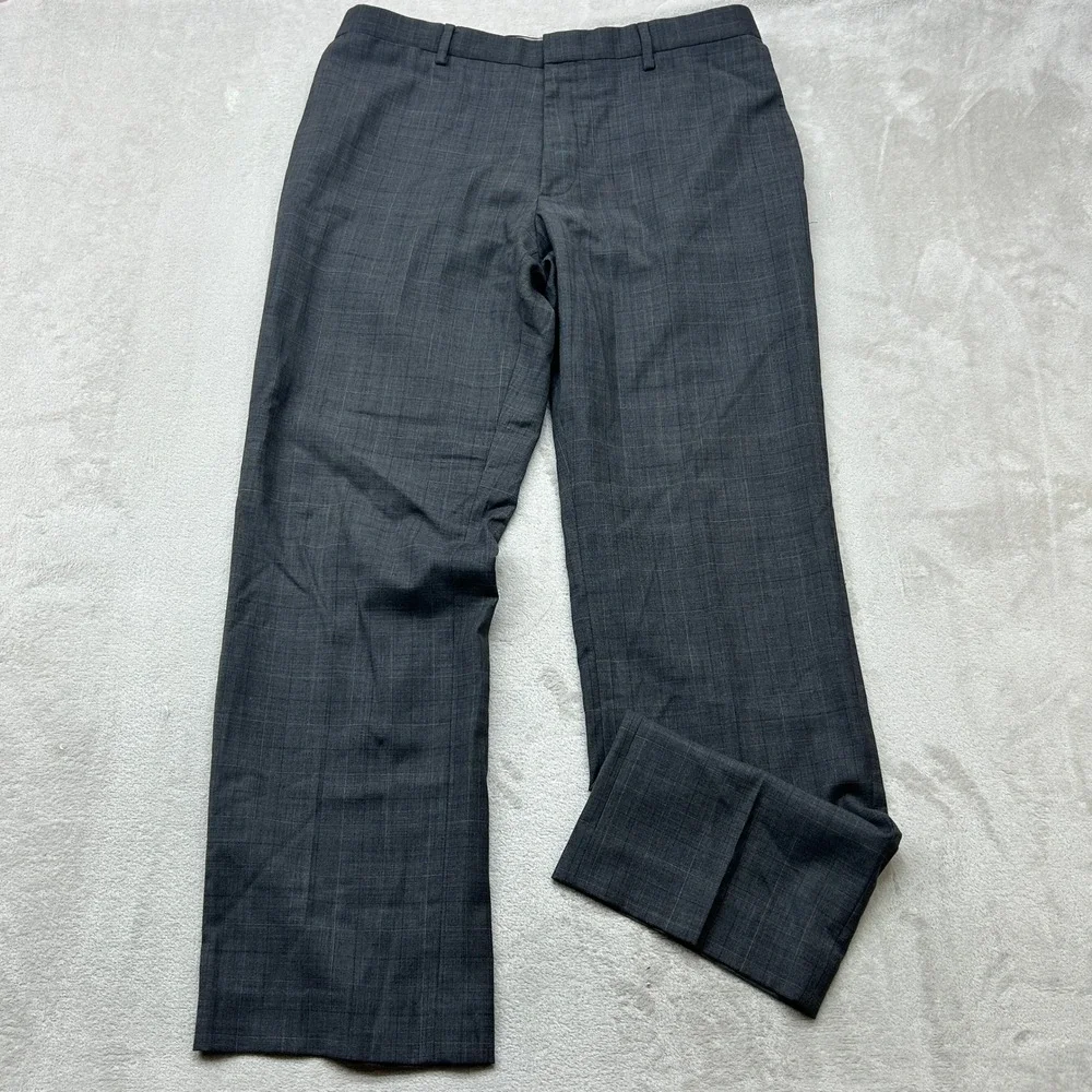 Banana Republic Dress Pants Mens 35x32 Grey Wool Blend Glen Plaid Classic FIt